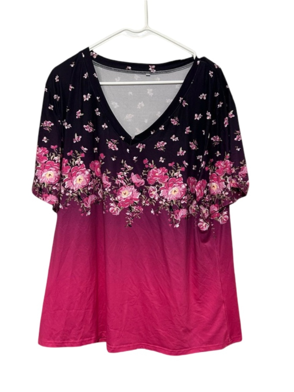 Pink Black Floral Pattern Blouse Sixe 2XL‎